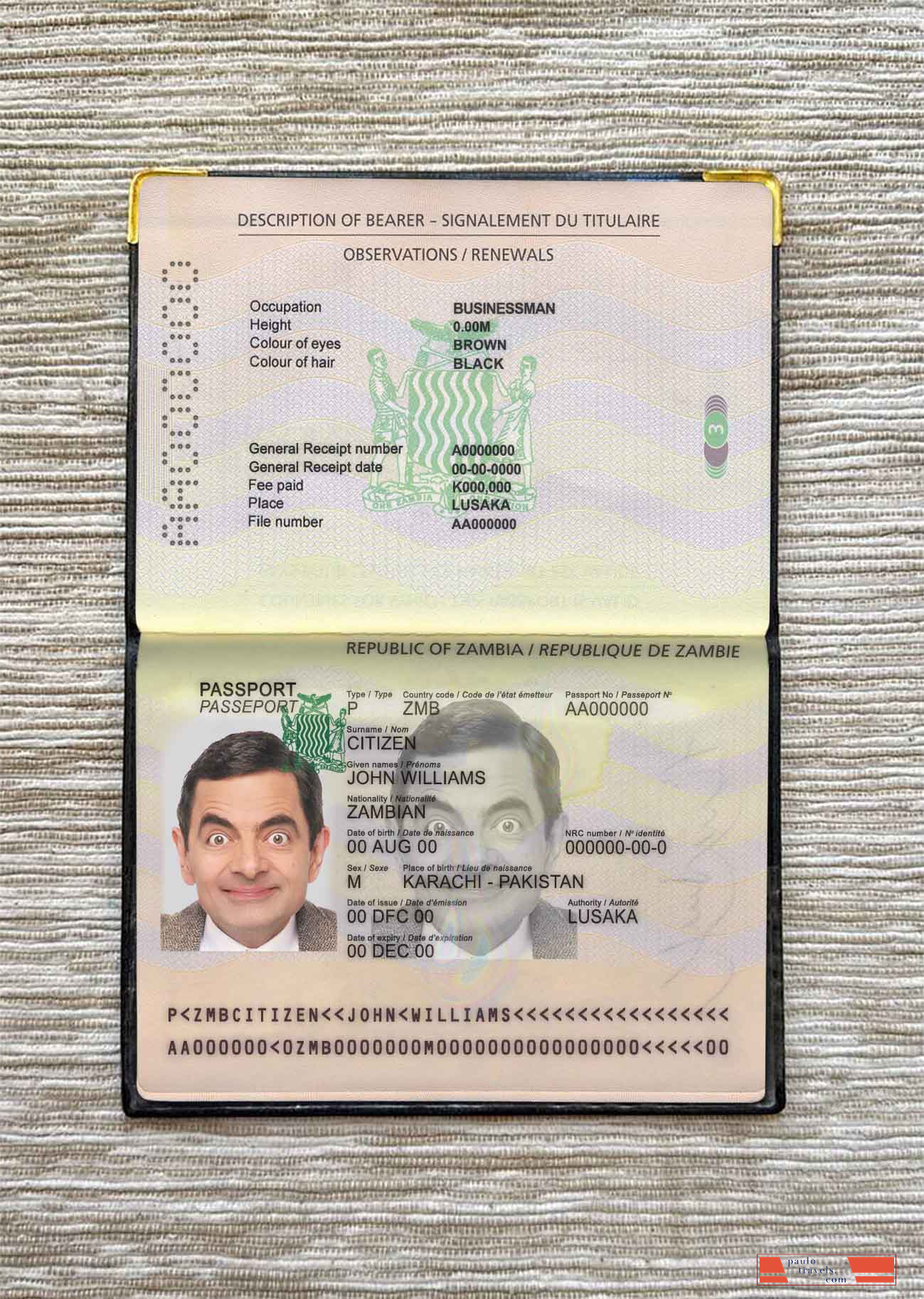 Zambia pass photo look PSD template